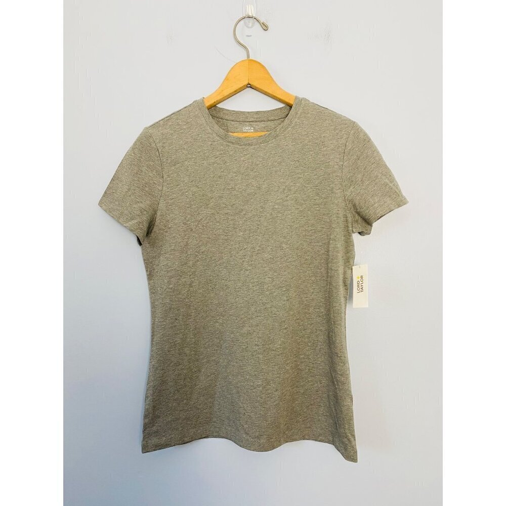 NWT Lord & Taylor Short Sleeve Heather Gray Crewneck T-shirt Size Small